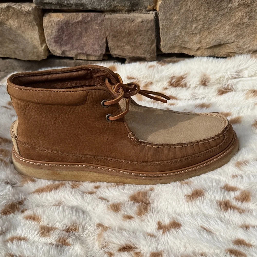 Sperry Brown and Tan Leather Moc Toe Chukka Boots